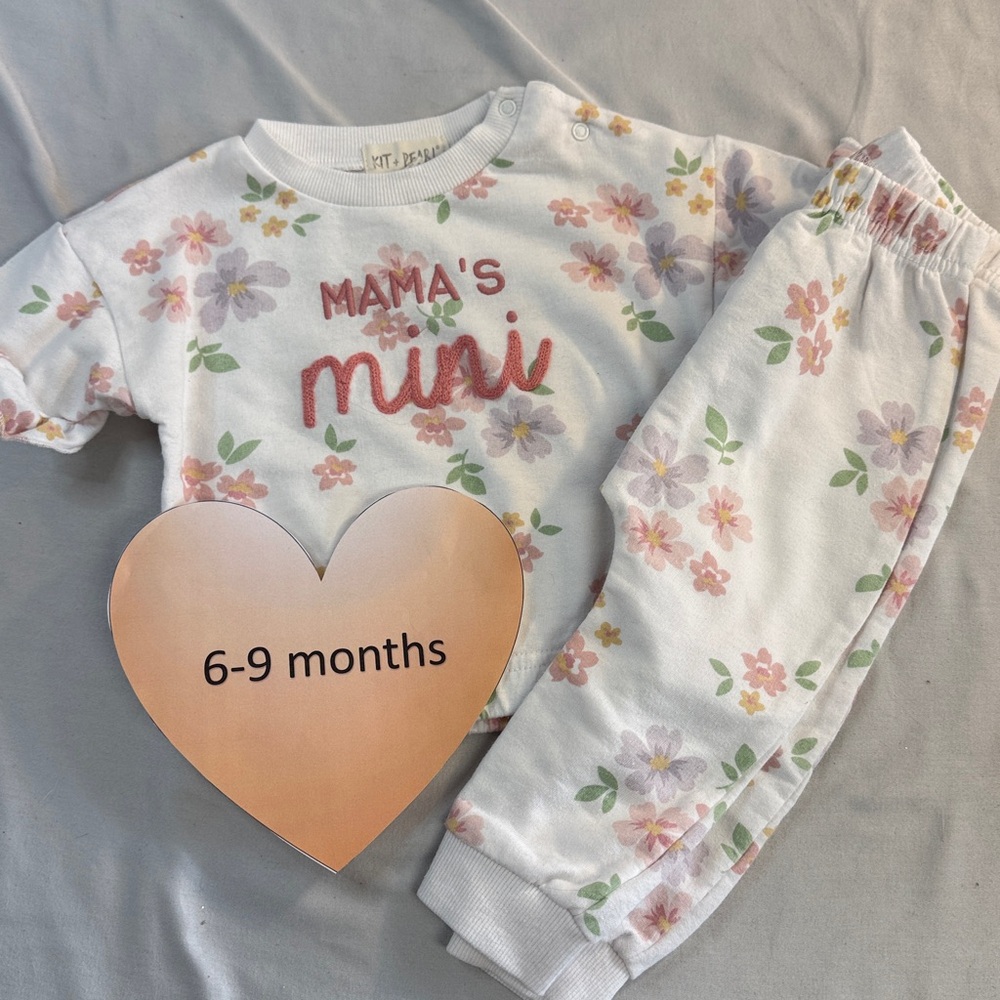 Kit + Pearl - Floral Kids 2-piece Set - White and Pink